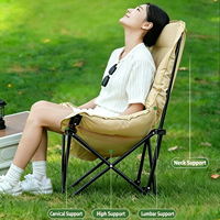 Fauteuil lune moderne rembourré à dossier haut, pliable et portable avec sac de rangement, revêtement en coton, mobilier d'extérieur pour camping, plage, parc, jardin