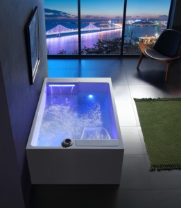 Bañera de hidromasaje de acrílico <span class=keywords><strong>para</strong></span> interiores, bañera de spa con cascada y luz LED <span class=keywords><strong>para</strong></span> el hogar, hotel, villa, baño - Product Image 2