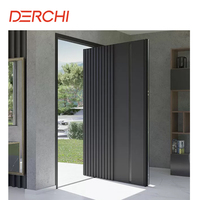 Porte pivotante d'entrée DERCHI, en aluminium, extérieure, grande porte double pour maisons, moderne, à rupture de pont thermique, portes d'entrée sécurisées