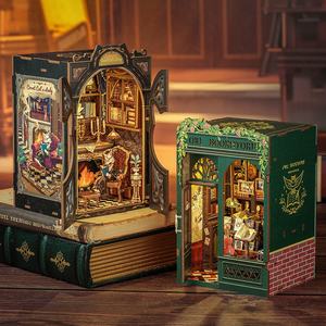 Cutebee nouveau Cutebee petit cadre serre-livres ensemble fait à la main en bois plastique Miniature bricolage cabine <span class=keywords><strong>maison</strong></span> de poupée 3D Technique <span class=keywords><strong>maison</strong></span> de poupée pour enfants - Product Image 4