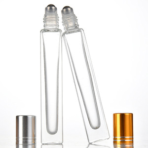 Botella de vidrio enrollable de aceite de perfume esencial de 10ml con bola de rodillo de acero inoxidable y cuentas de vidrio Bola de rodillo de vidrio con tapa dorada - Product Image 4