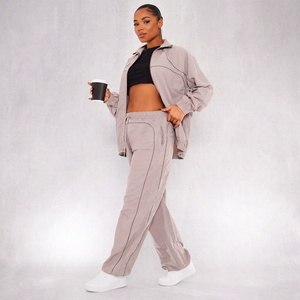 Conjunto Deportivo para Mujer, Tallas Grandes, Ecológico, Ligero, Transpirable, Estampado, Cortavientos, Color Sólido, Manga Larga, Cuello Alto, Malla - Product Image 2