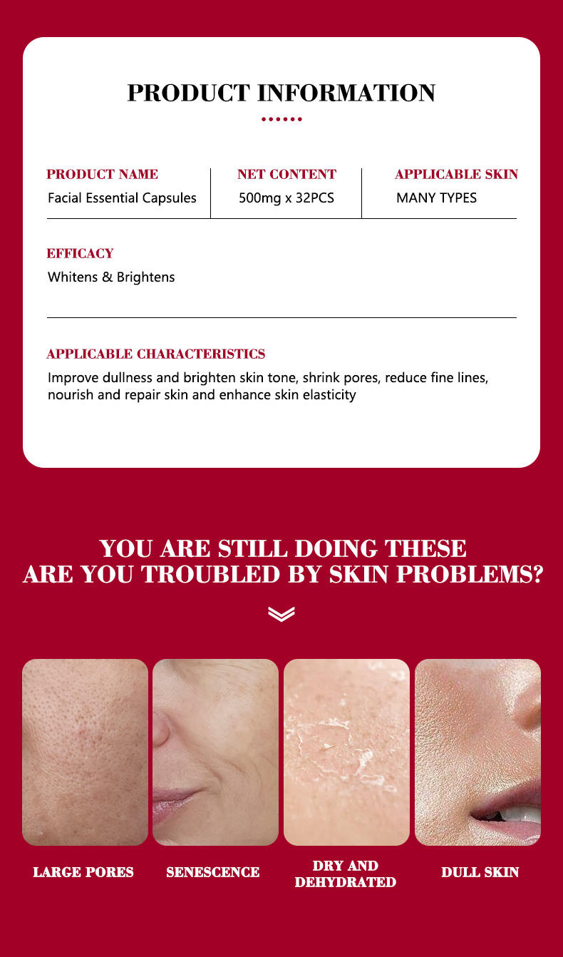 Whitening Facial Serum Natural Vitamin C E Capsules