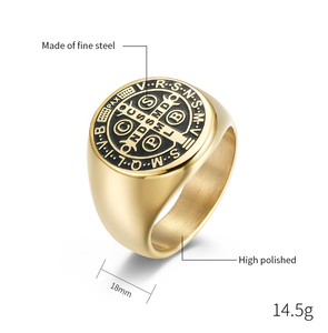 Bague en acier inoxydable pour homme, style punk rétro, croix exorciste - Product Image 2