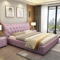 Lit king size de qualité supérieure au design moderne, cadre de lit luxueux queen size avec rangement, lit en cuir souple