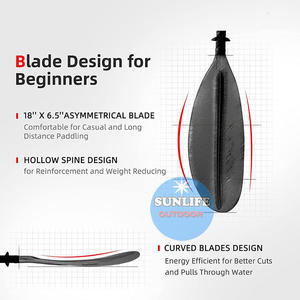Pagaia per Kayak leggera SUNLIFE di 2 Sect, Paddle con lama in PP con albero in alluminio lungo 222cm galleggiante con Comfort, pagaia per canoa - Product Image 4