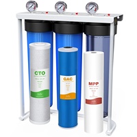 Équipement de purification d'eau compact à trois étages 20 Jumbo PP+CTO+UDF, système de boîtier de filtre 20 pouces pour le commerce de détail, l'agriculture et l'industrie