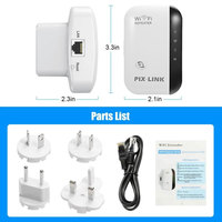 Prix de gros PIX-LINK Répéteur Wifi sans fil Amplificateurs longue portée Amplificateur de signal WiFi 300Mbps avec port Internet pour la maison