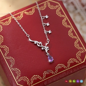 สร้อยคอเงินแท้ S925 พร้อมจี้รูปเขากวางประดับด้วยหินธรรมชาติ สไตล์โมริ ของขวัญวันวาเลนไทน์สำหรับผู้หญิง - Product Image 2