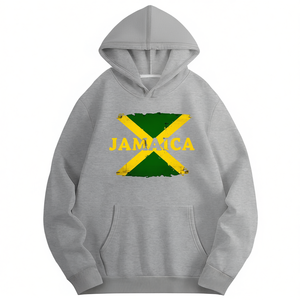 Sudadera con Capucha de la Bandera de Jamaica para Mujer, Informal, Tejida, 100% Poliéster, para Otoño, con Estampado por Transferencia de Calor y Bolsillos Delanteros - Product Image 1
