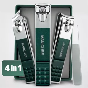 Wholesale Green Nail Clippers Cutter With Glass Nail File Set