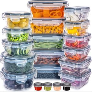20 Pcs BPA Free Clear Plastic Food Storage Containers with Lids Kitchen Airtight Bento Boxes Refrigerator Storage Box