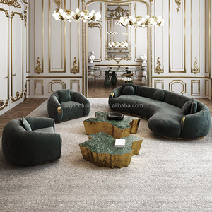 Sofá de Cuero con Base de Latón de Lujo Italiano, Diseño de Uvas, Muebles Personalizados para Sala de Estar, Sofá de Alta Gama para Villa - Product Image 1