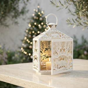 Portavelas Moderno 2026 de Metal Blanco con Diseño Navideño para Decoración del Hogar - Product Image 3