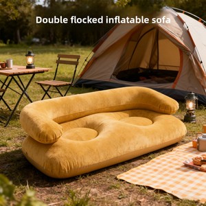 Canapé gonflable en PVC d'extérieur en forme de U à deux places avec accoudoirs, <span class=keywords><strong>matelas</strong></span> pneumatique floqué, chaise longue de loisirs - Product Image 2
