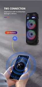 ซับวูฟเฟอร์มีเสียงเพลงดีเจแบบพกพาพร้อม USB RGB LED สำหรับงานปาร์ตี้ใน<span class=keywords><strong>สวน</strong></span>และคอนเสิร์ตกลางแจ้งขนาด<span class=keywords><strong>ใหญ่</strong></span>รวมรถเข็น - Product Image 6