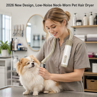 Sèche-cheveux pour animaux de compagnie à suspendre au cou OEM ODM, souffleur personnalisé pour chiens et chats, faible bruit, température du vent réglable, affichage, mains libres, pour la maison et le salon