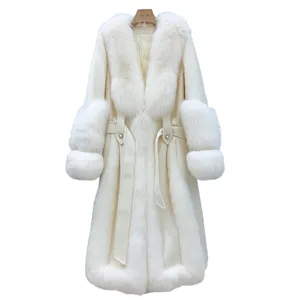 Fox Fur Fur Coat Mid-Length Women's Double-Faced Woolen Goods Pure Wool Coat Goose down Liner