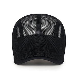 Unisex Mesh Beret Black Summer Breathable Sun Protection Hat Full Mesh Cap For Outdoor Activities - Product Image 1