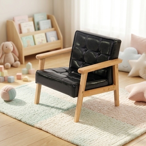 Sillón <span class=keywords><strong>Infantil</strong></span> de Madera Maciza, Duradero, Ecológico y Seguro, Mini Cojín de Cuero PU, Sofá para Niños, Silla <span class=keywords><strong>Reclinable</strong></span> para Niños - Product Image 4