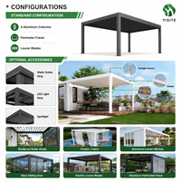 Pergola de terrasse moderne pour maison, toit à lames orientables manuel ou électrique, bande LED solaire en option, taille personnalisée pour cour familiale