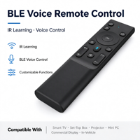 Télécommande intelligente 16 touches avec commande vocale BLE et apprentissage IR, télécommande sans fil pour Smart TV et décodeur OEM ODM