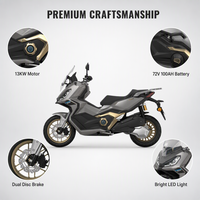 Moto électrique 13KW à couple élevé, 72V100Ah, autonomie de 210 km, vitesse de 120 km/h, pneus larges, freins à disque hydrauliques avant et arrière, moto électrique