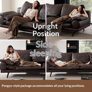 Modern Minimalist Elephant Shape Genuine Leather Sofa Designer Half Full Leather Straight Couch For Living Room Home Use - Product Image 3