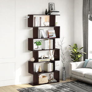 للبيع بالجملة خزانة كتب هندسية حديثة طويلة على شكل بني ريفي من 6 طبقات خشبية للمكتب المنزلي - Product Image 5