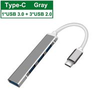 Adaptateur multi-splitter USB 4-en-1 Port 3.0/3.1 Type-C avec alliage d'aluminium pour MacBook Pro/Air iPad PC/Tablette Prise en charge SD - NOUVEAU