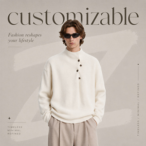 Pull côtelé <span class=keywords><strong>pour</strong></span> homme à col montant, patte de boutonnage diagonale, gris anthracite et crème, coupe décontractée, style streetwear, vente en gros - Product Image 5