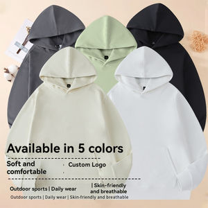 Sweat à capuche unisexe en coton/polyester épais et lourd, sans cordon, uni noir, pour l'automne - Product Image 4