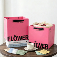 Sac carré à fleurs tendance, sac à main pour bouquet floral, sac en papier DIY, emballage de fleurs en carton imperméable, fabricant en gros