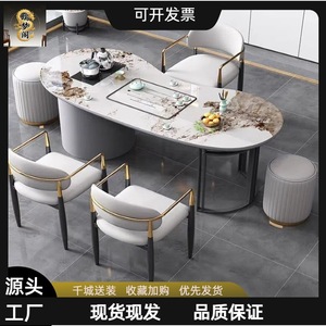 Marble Tea <b>Table</b> <b>Set</b> With Gold Legs <b>And</b> <b>Stools</b> For Modern Home Coffee <b>Table</b> Use - Product Image 5