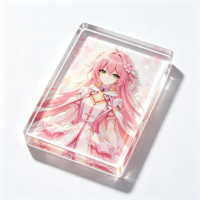 Support de table en acrylique personnalisé, lourd et solide, avec bordure laser arc-en-ciel, motif floral et fille de dessin animé mignonne, faible MOQ, cadeau pour adolescente
