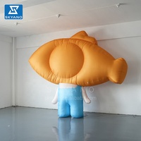 Boules de poisson gonflables de dessin animé avec le modèle de personnage de Roe de crabe mascotte gonflable de fille de Fishhead pour l'installation d'art de la publicité