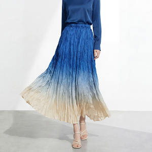 PY 2026 New Arrival Casual Miyake Pleated <b>Skirt</b> Fashion Gradient <b>Elastic</b> Waist Flared A-Line Midi <b>Skirt</b> Bulk Clothing Wholesale - Product Image 2