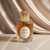 Flacon de parfum en verre transparent luxueux vide de 50 ml, flacon de parfum cylindrique avec pulvérisateur et étiquette personnalisée
