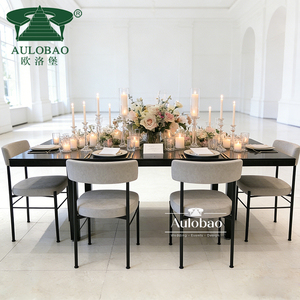 Hotel Hall Bride and Groom Metal Rectangle Banquet <b>Tables</b> and Chairs - Product Image 3