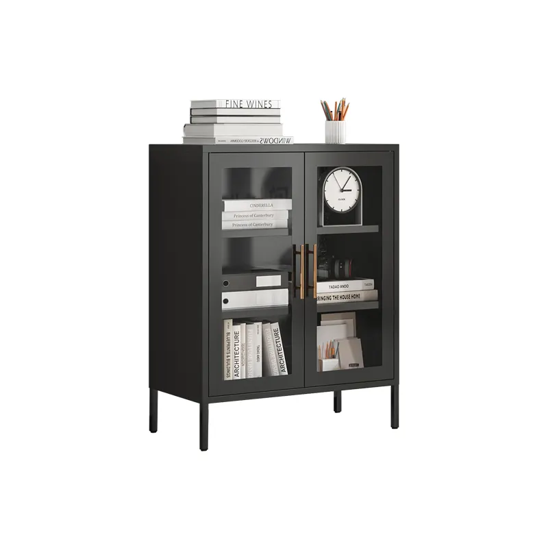 Black Storage Cabinet 2 Doors Modern Sideboard Buffet Cabinet with Storage Black Accent Storage Cabine for Living Room