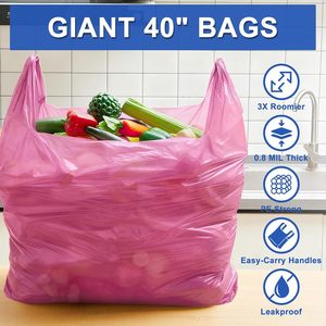 ถุงขยะ PE สีชมพูขนาดใหญ่พิเศษ แบบใช้แล้วทิ้ง แข็งแรงทนทาน แบบมีหูหิ้ว สำหรับร้านอาหาร ธุรกิจค้าปลีก - Product Image 5