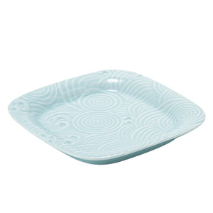 Assiette carrée élégante en porcelaine motif vague marine, petite assiette à fruits, plat à collation pour thé Zen, vaisselle de fête - Product Image 5