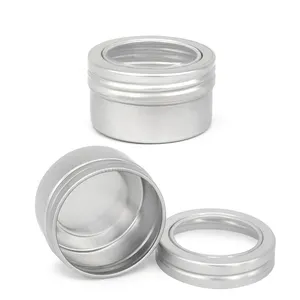 30ml amostra cosmética redonda alumínio Metal embalagem estanho cosmético pode redondo metal chá latas caixa redonda com janela