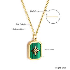 Collier minimaliste plaqué or 18 carats en gros, bijoux en acier inoxydable, pendentif étoile zircon coquillage pour femme - Product Image 6