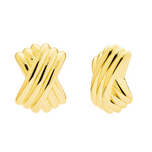 Gemnel Triple X Stud Hollow 925 Pendientes de plata Diseño geométrico minimalista Pendientes gruesos brillantes - Product Image 1