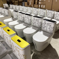 WC monobloc en céramique doré, design de luxe, à poser au sol, pour salle de bain