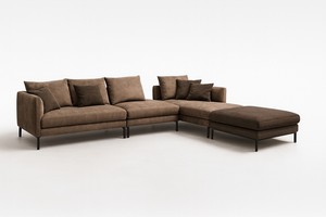 Modern Modular L-Shaped Sectional With Chaise - Contemporary <b>Upholstery</b>, Metal Legs,Custom Colors Available - Product Image 1