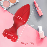 Wasserdichter 10-Vibrationsstufen Fernbedienungs-Analplug Rosen-Design Rot ABS Silikon Anal-Vibrator für Frauen 110g