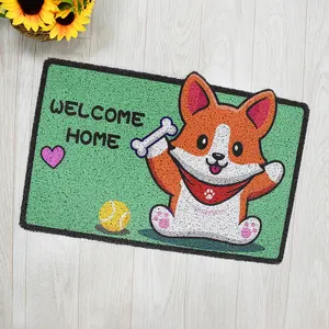 Custom durable colorful 60x40 soft funny pet dog cat animals pattern pvc coil welcome doormat door mat