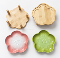 MoMoPaw Gamelle surélevée en céramique pour animaux de compagnie, forme fleur, écologique, solide, moderne, étanche, facile à nettoyer